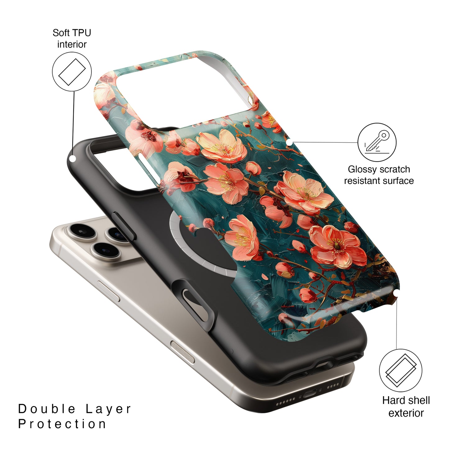 Sakura Cherry Blossom Oil Painting Design iPhone Case
