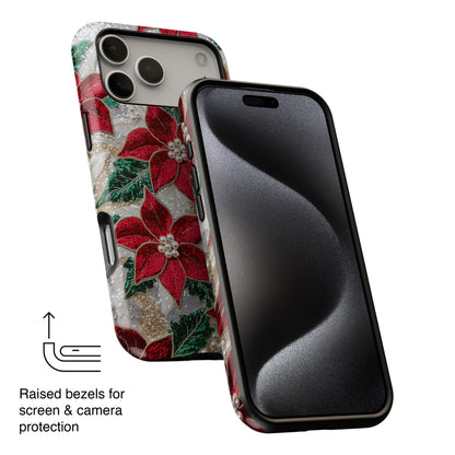 Christmas Poinsettia Flower Design iPhone Case