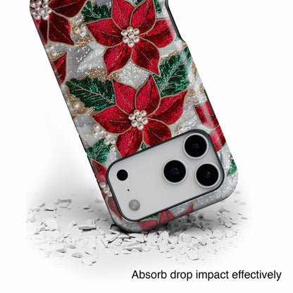 Christmas Poinsettia Flower Design iPhone Case
