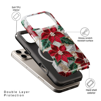 Christmas Poinsettia Flower Design iPhone Case