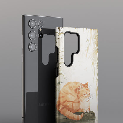 Chubby Cat by the Pond Japanese Art Design Samsun Phone Case