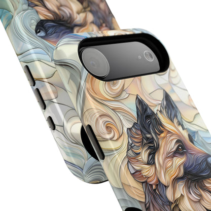 German Shepherd Stained Glass Design iPhone Case