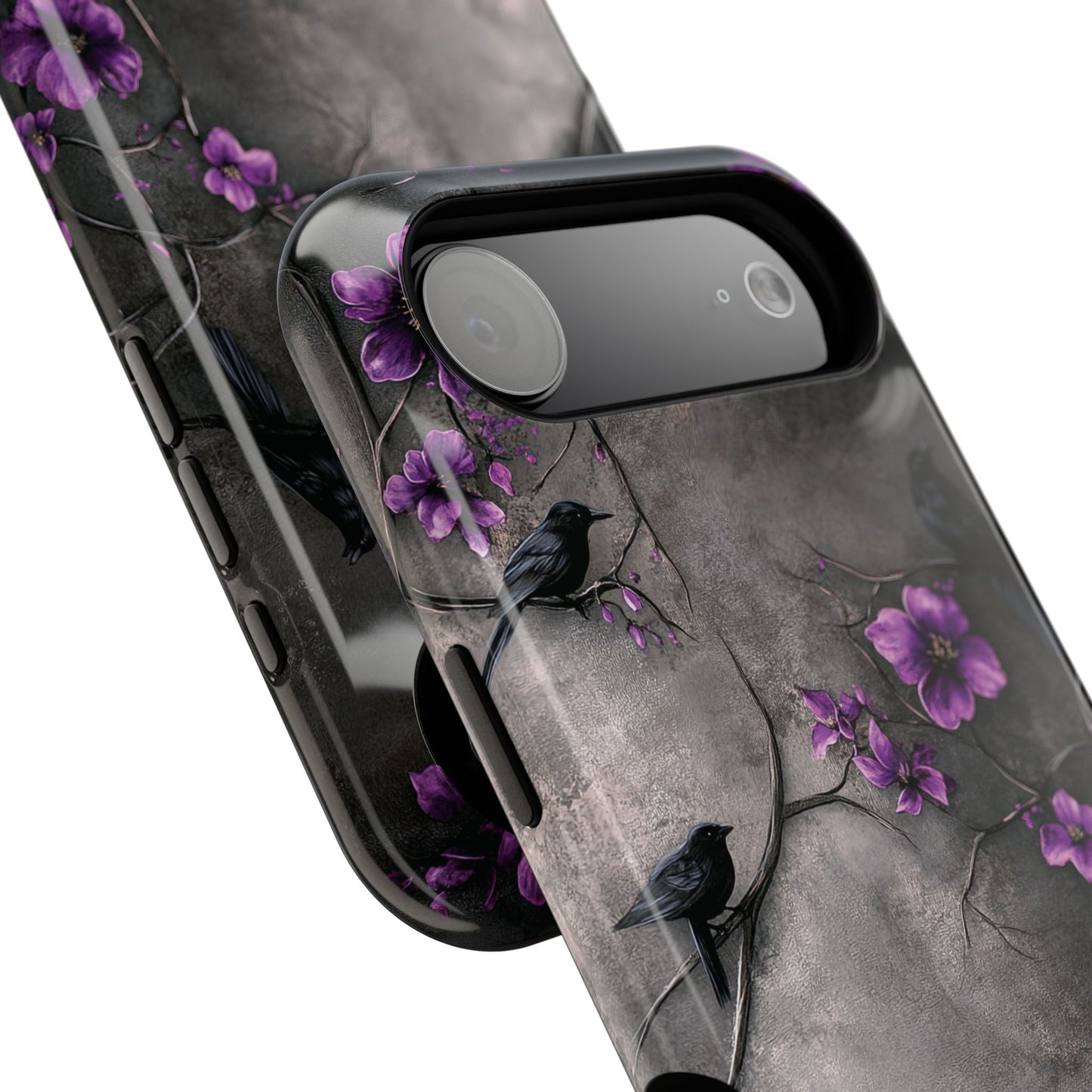 Gothic Purple Flower Tree Dark Fantasy Design iPhone Case