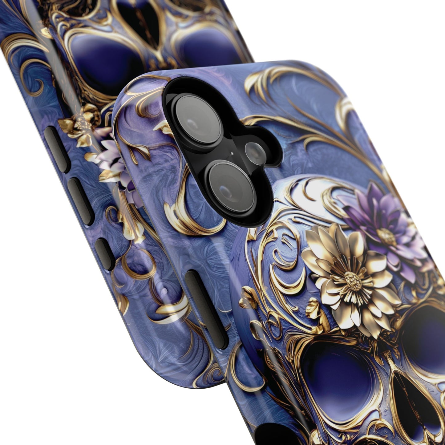 Gold Floral Skull Design iPhone Case