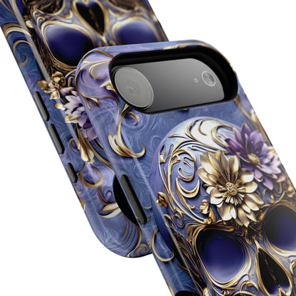 Gold Floral Skull Design iPhone Case