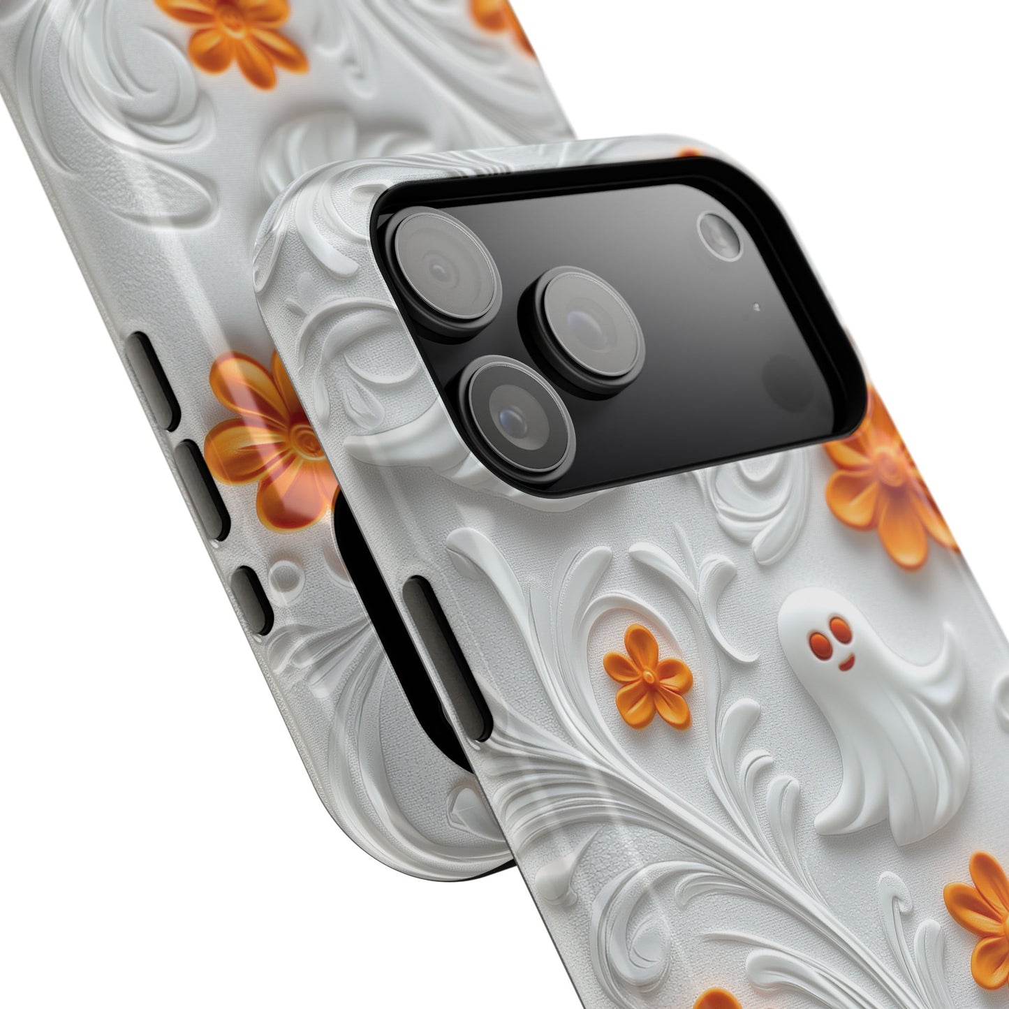 Cute Ghost & Floral Design iPhone Case