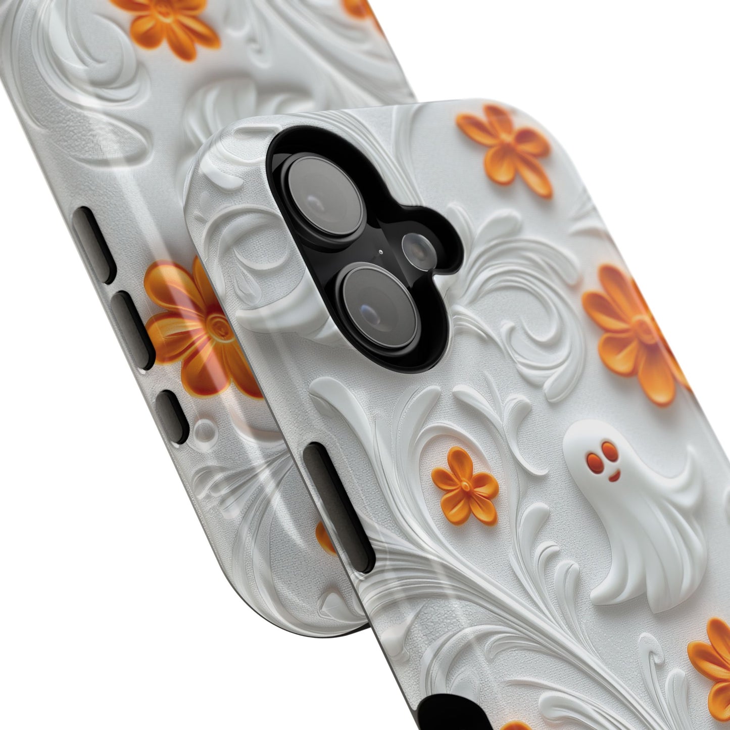 Cute Ghost & Floral Design iPhone Case