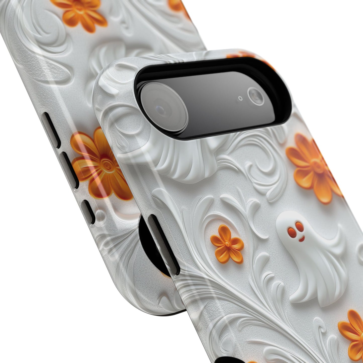 Cute Ghost & Floral Design iPhone Case