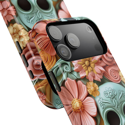 Cute Sugar Skull & Flowers Design iPhone Case