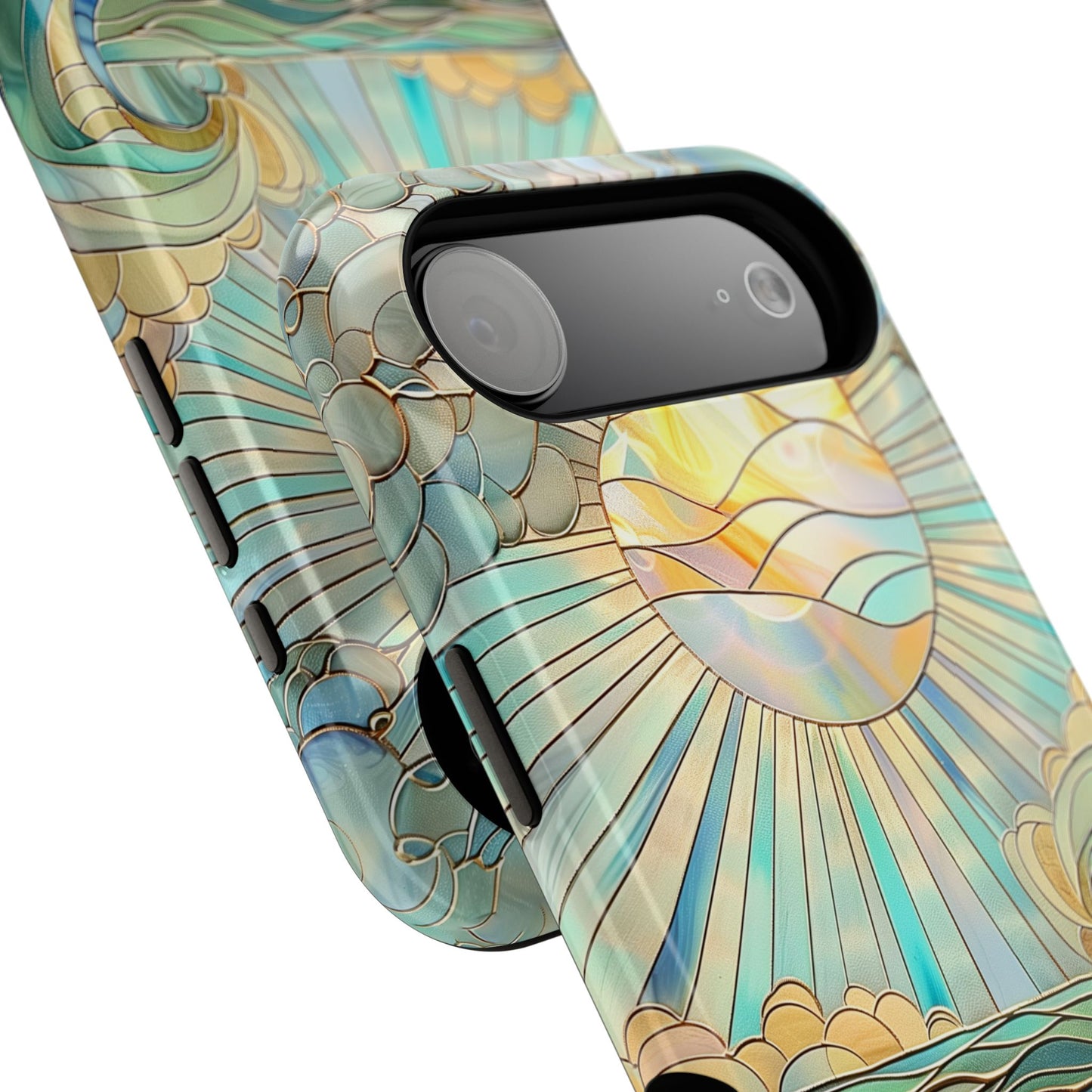 Sun & Ocean Stained Glass Design Print iPhone Case