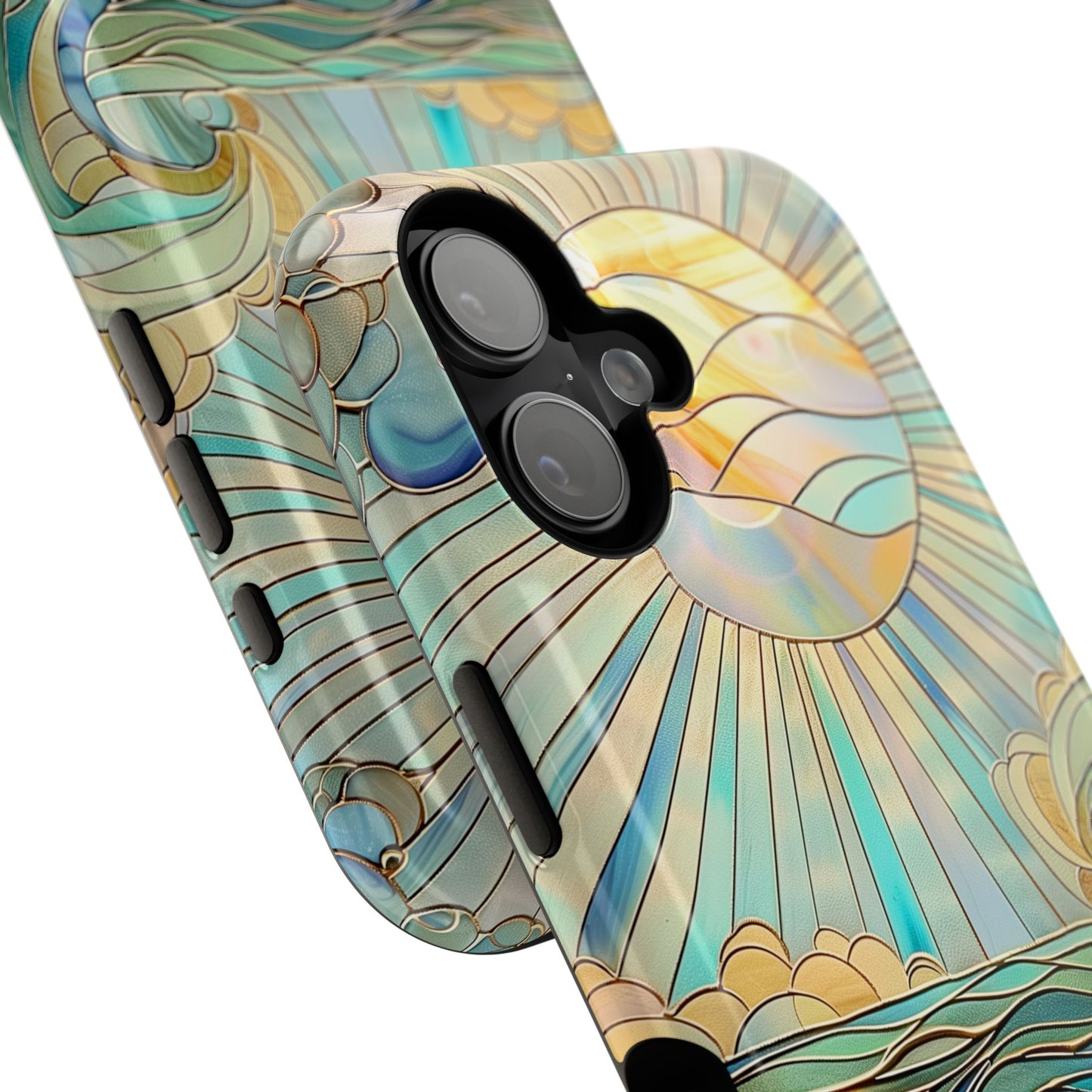 Sun & Ocean Stained Glass Design Print iPhone Case