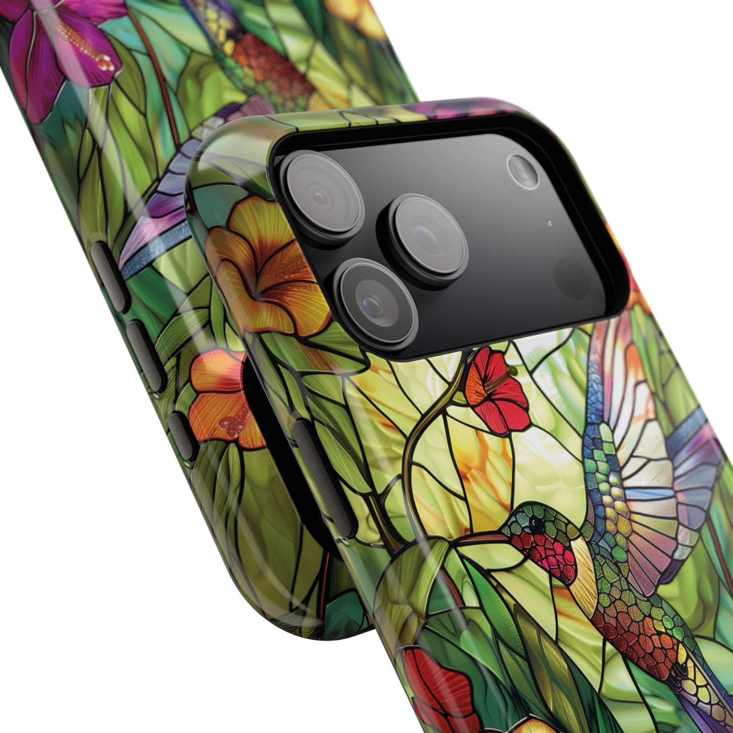 Colourful Hummingbird Stained Glass Design iPhone Case
