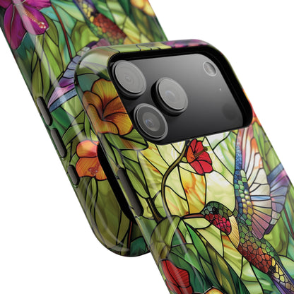 Colourful Hummingbird Stained Glass Design iPhone Case
