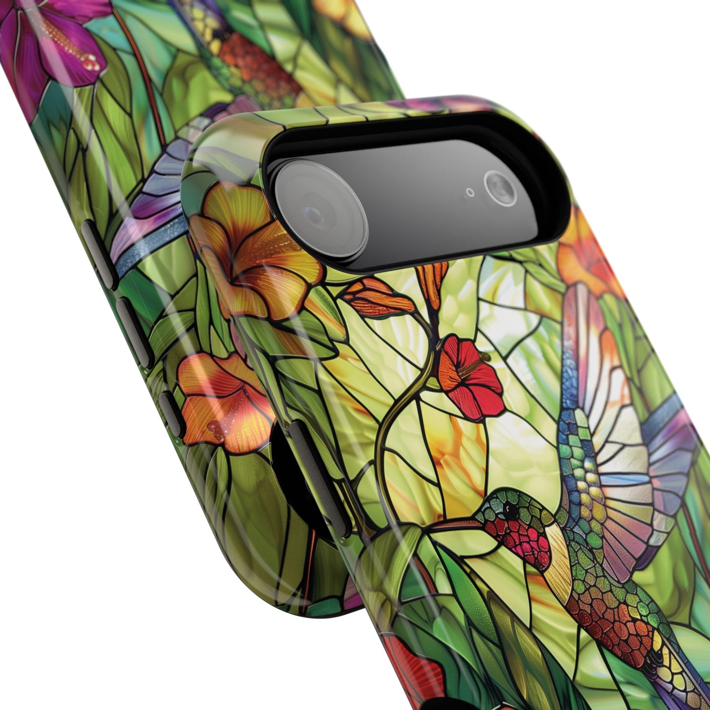 Colourful Hummingbird Stained Glass Design iPhone Case