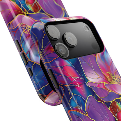 Enchanted Purple Flower Stained Glass Design iPhone Case