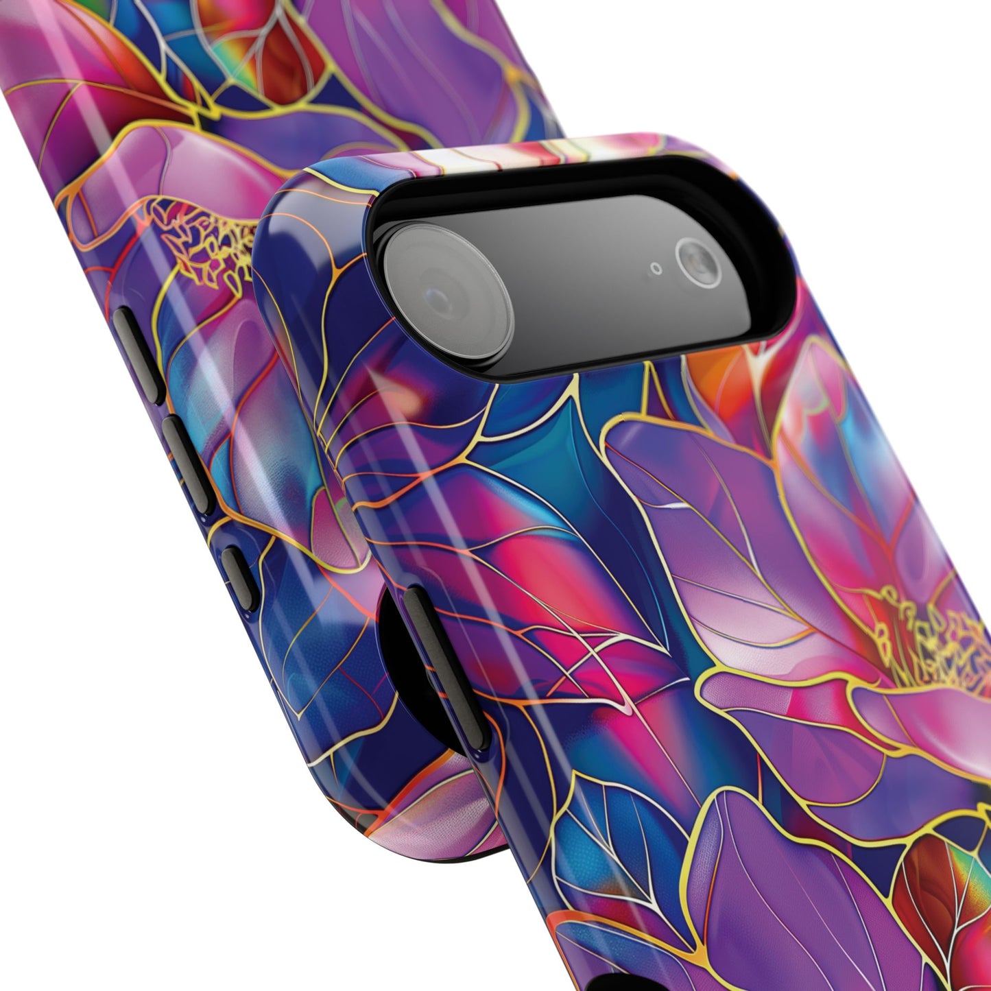Enchanted Purple Flower Stained Glass Design iPhone Case