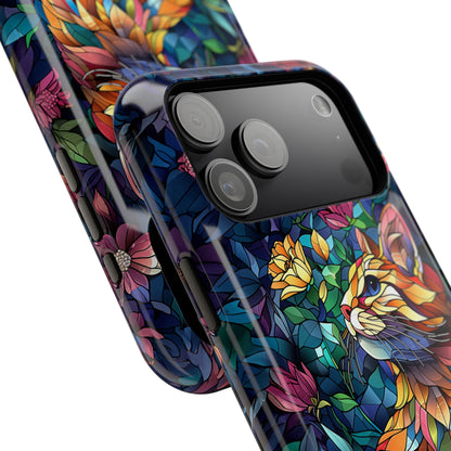 Elegant Cat Stained Glass Design iPhone Case