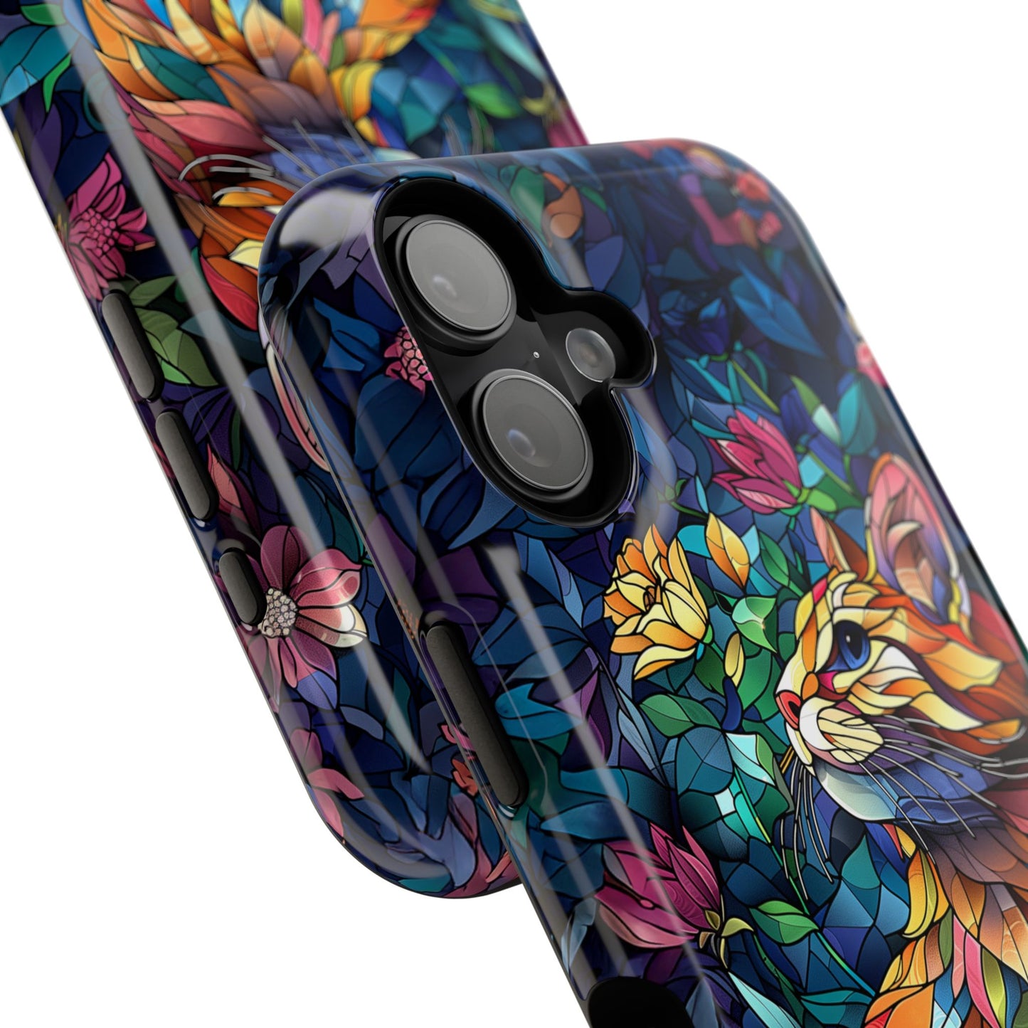 Elegant Cat Stained Glass Design iPhone Case