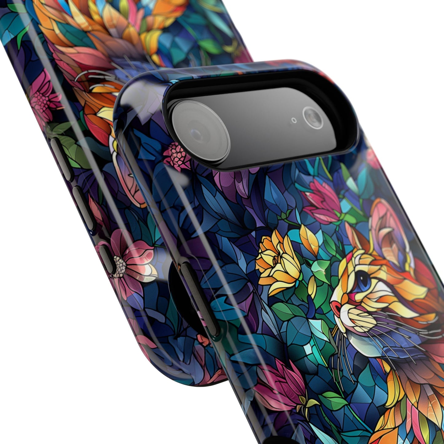 Elegant Cat Stained Glass Design iPhone Case