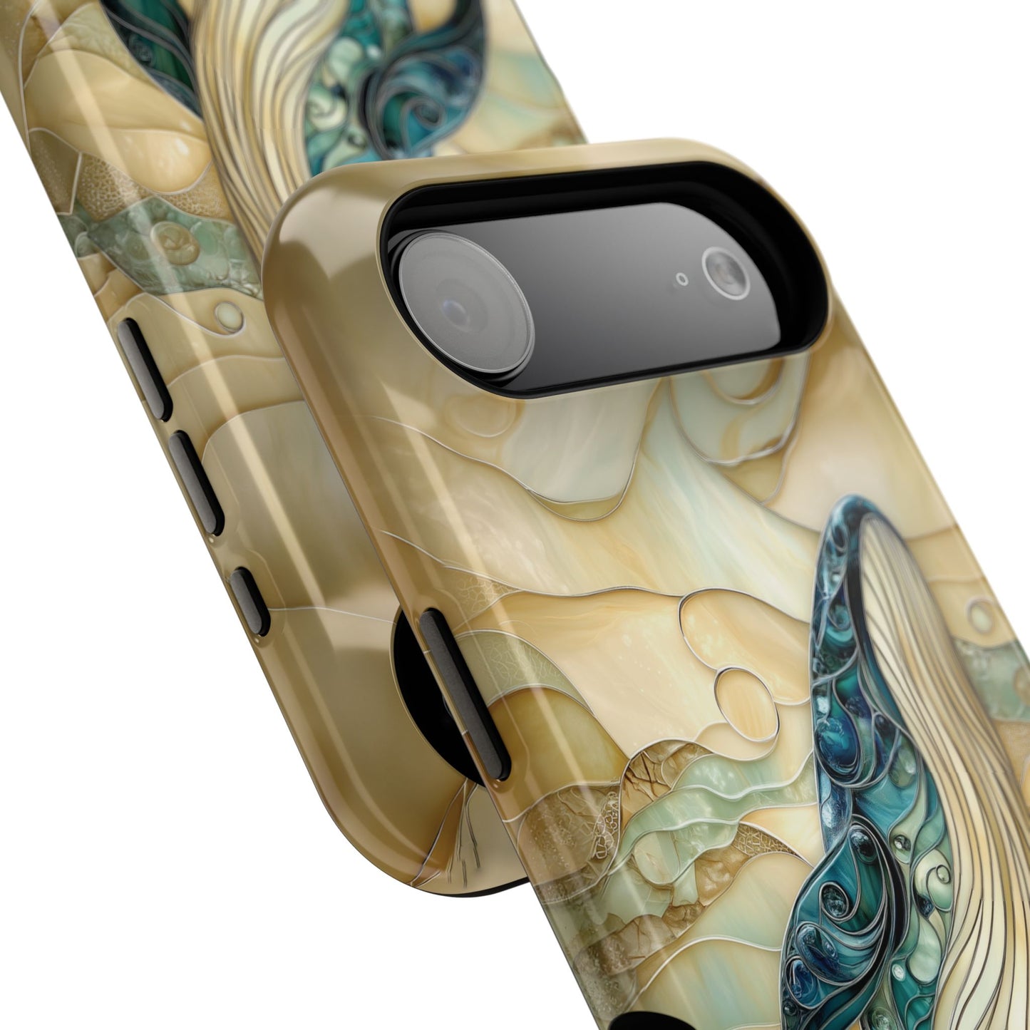 Blue Whale Stained Glass Design Print iPhone Case