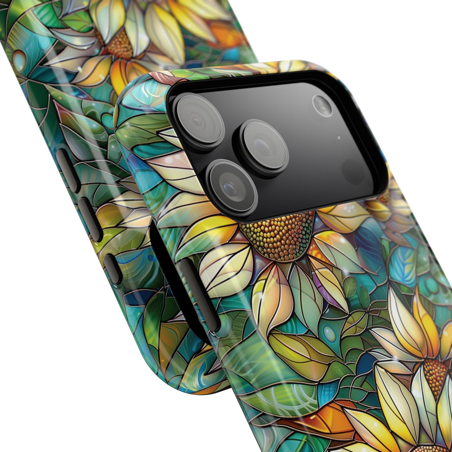 Sunflowers Stained Glass Design Print iPhone Case