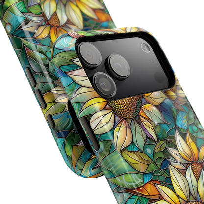 Sunflowers Stained Glass Design Print iPhone Case