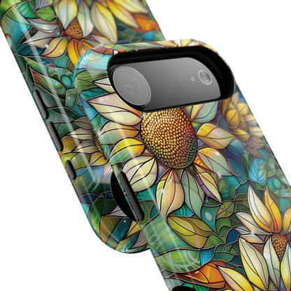 Sunflowers Stained Glass Design Print iPhone Case