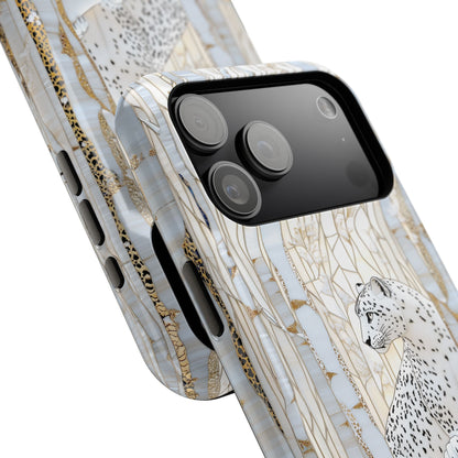 Snow Leopard in Winter Forest Design 1 iPhone Case
