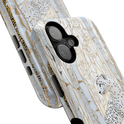 Snow Leopard in Winter Forest Design 1 iPhone Case