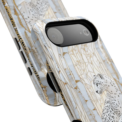 Snow Leopard in Winter Forest Design 1 iPhone Case