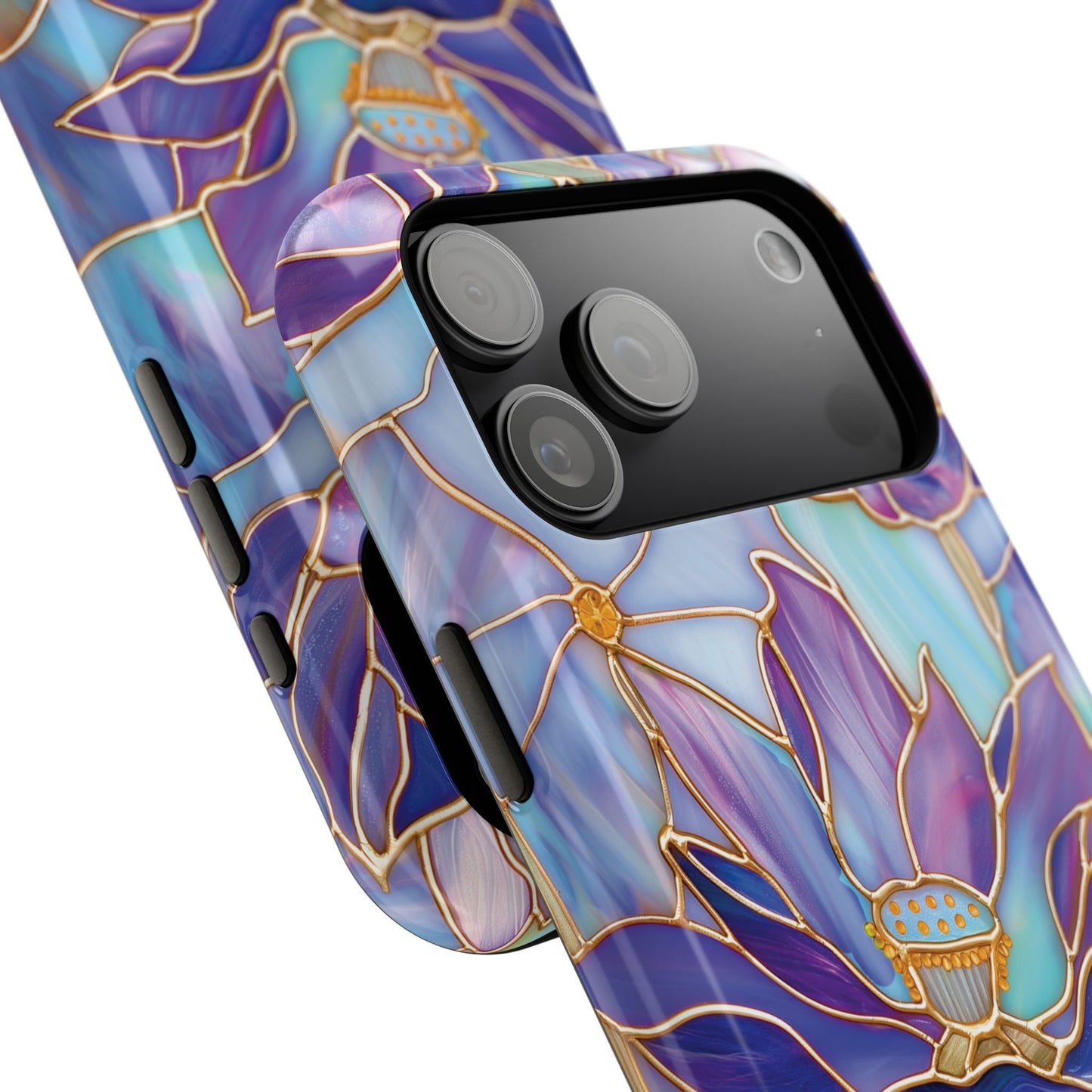 Purple Lotus Stained Glass Design iPhone Case