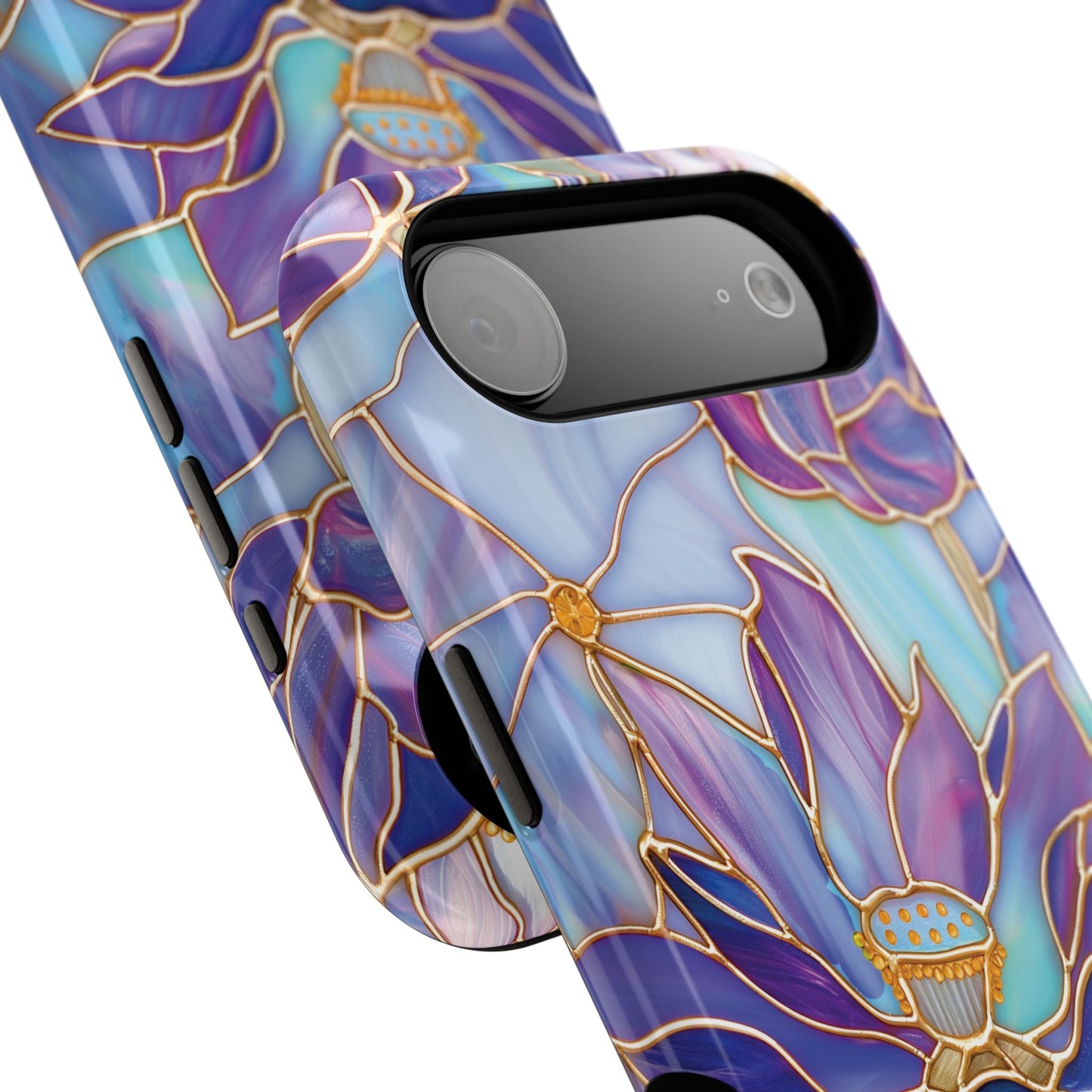 Purple Lotus Stained Glass Design iPhone Case