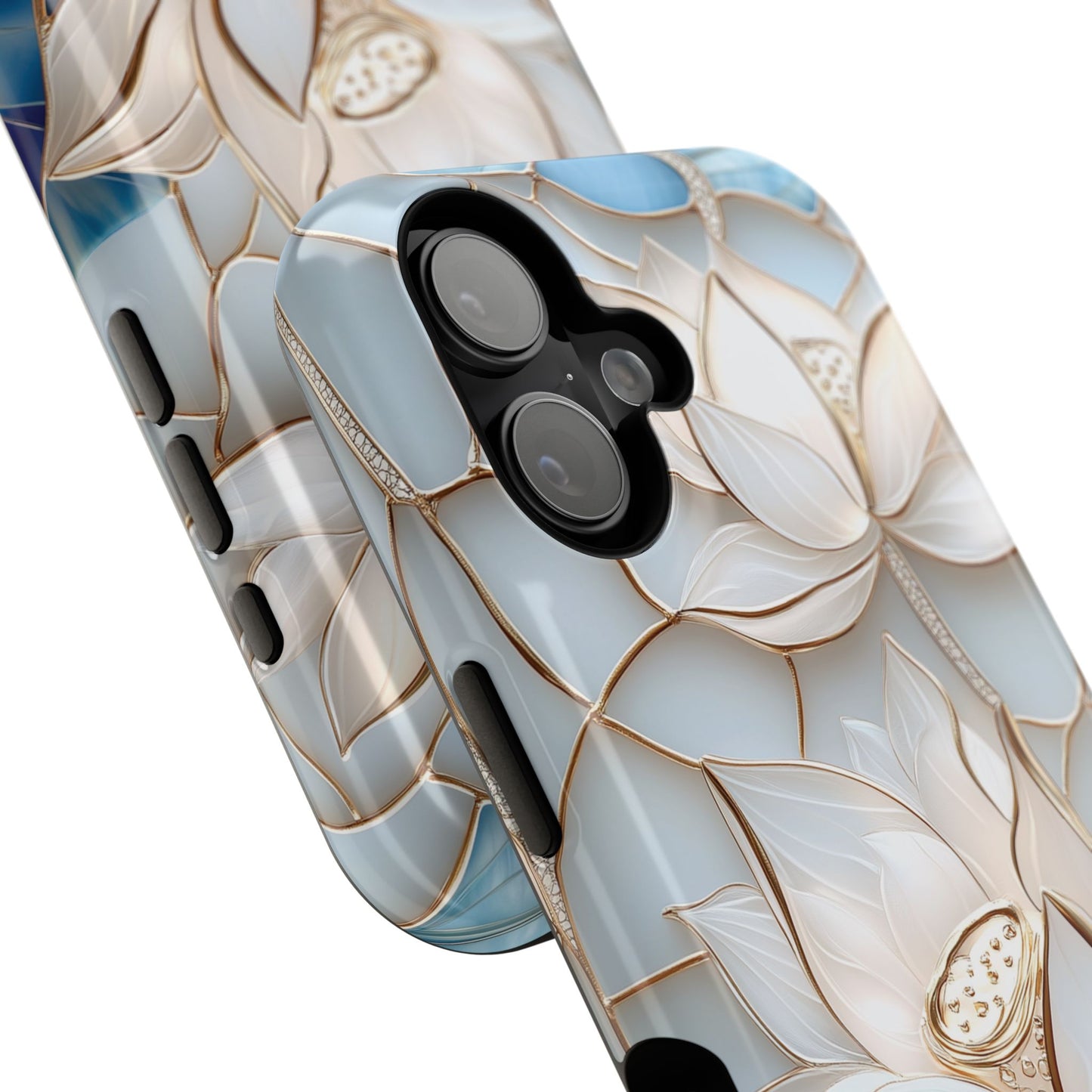 White Lotus Stained Glass Design 1 Print iPhone Case