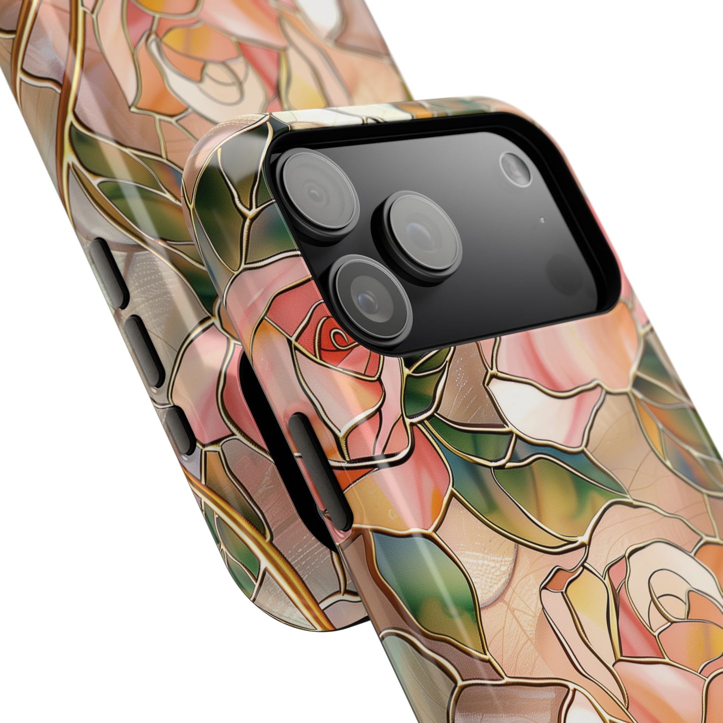 Pink Rose Gold Stained Glass Design iPhone Case