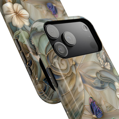 Floral Butterflies Stained Glass Design iPhone Case