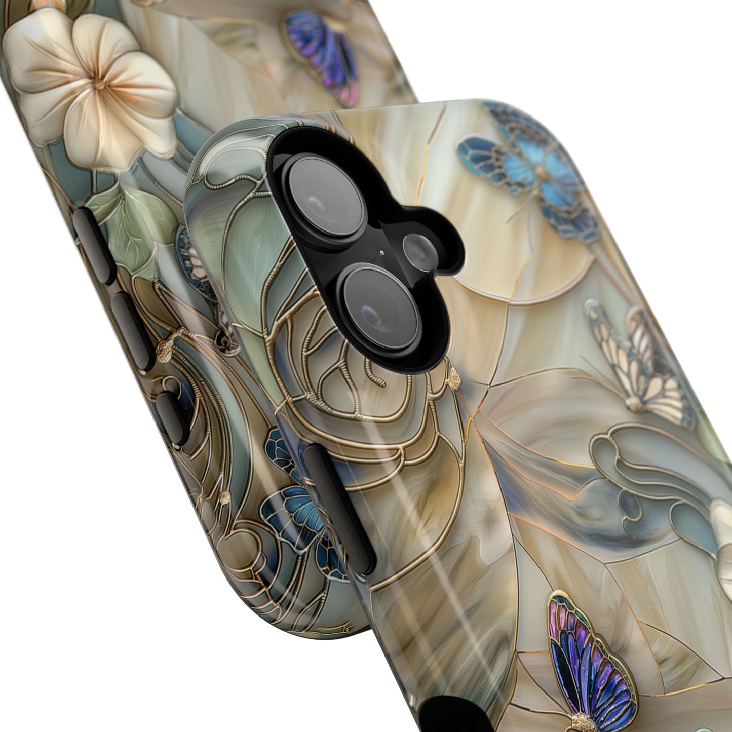 Floral Butterflies Stained Glass Design iPhone Case