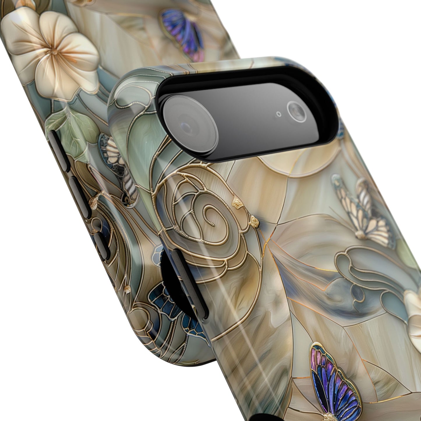 Floral Butterflies Stained Glass Design iPhone Case
