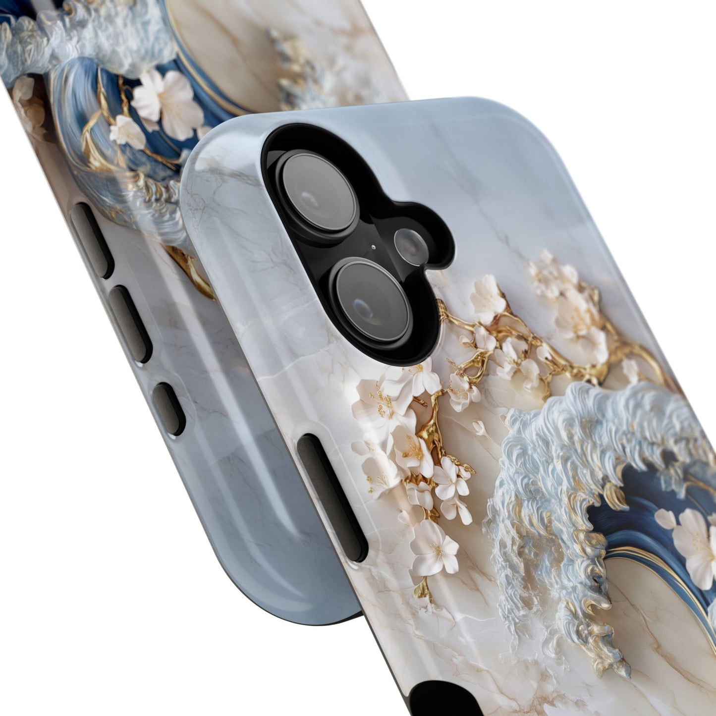 The Great Wave Floral Marble Theme Design 2 iPhone Case