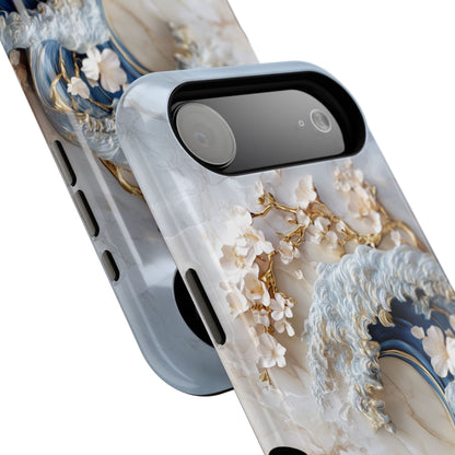 The Great Wave Floral Marble Theme Design 2 iPhone Case