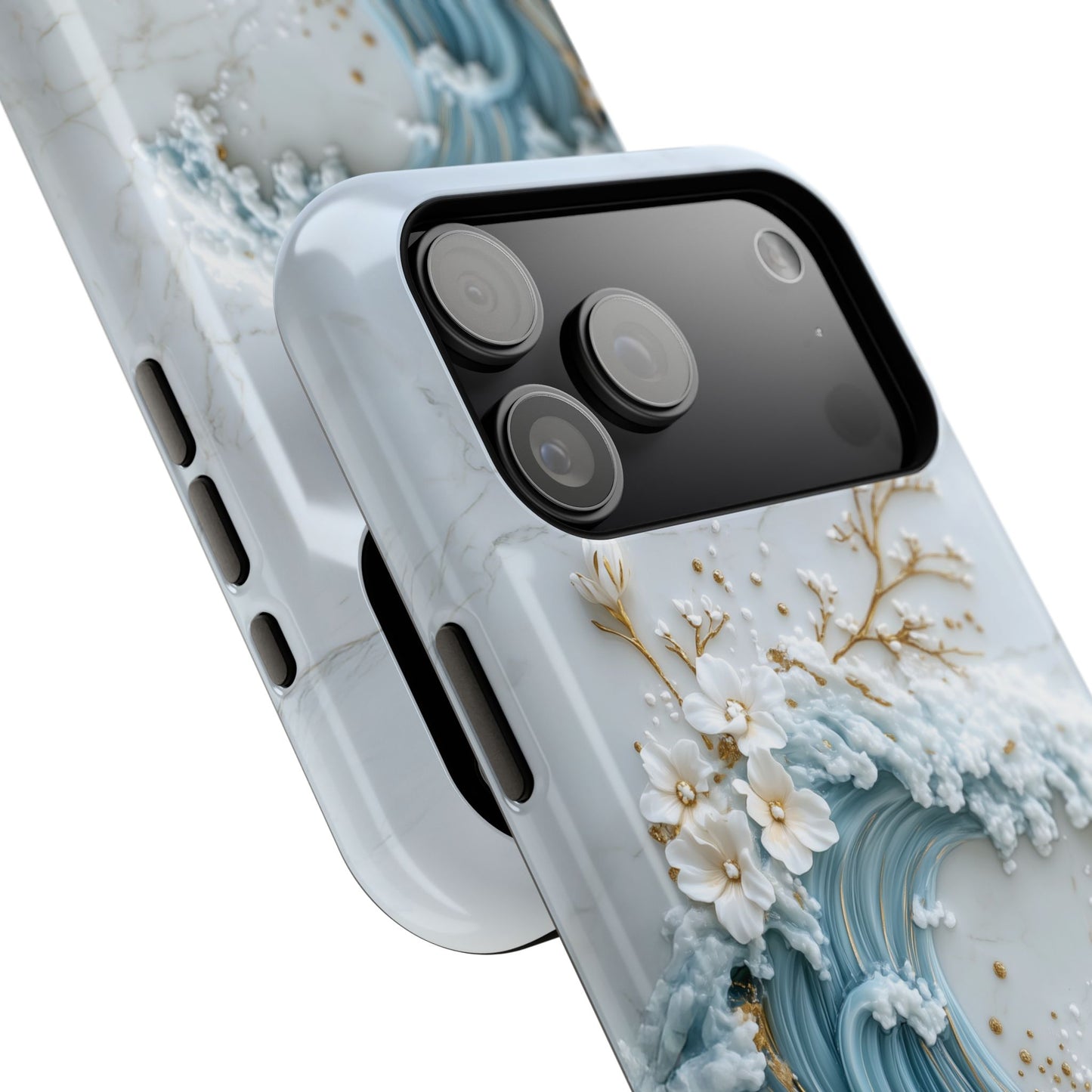 The Great Wave Floral Marble Theme Design 1 iPhone Case