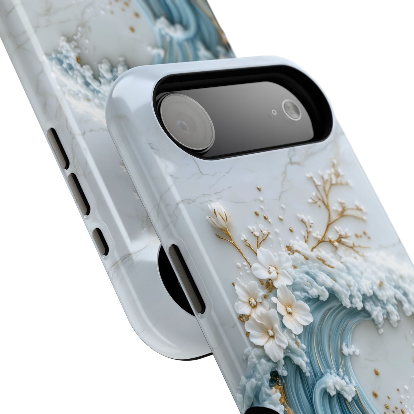 The Great Wave Floral Marble Theme Design 1 iPhone Case