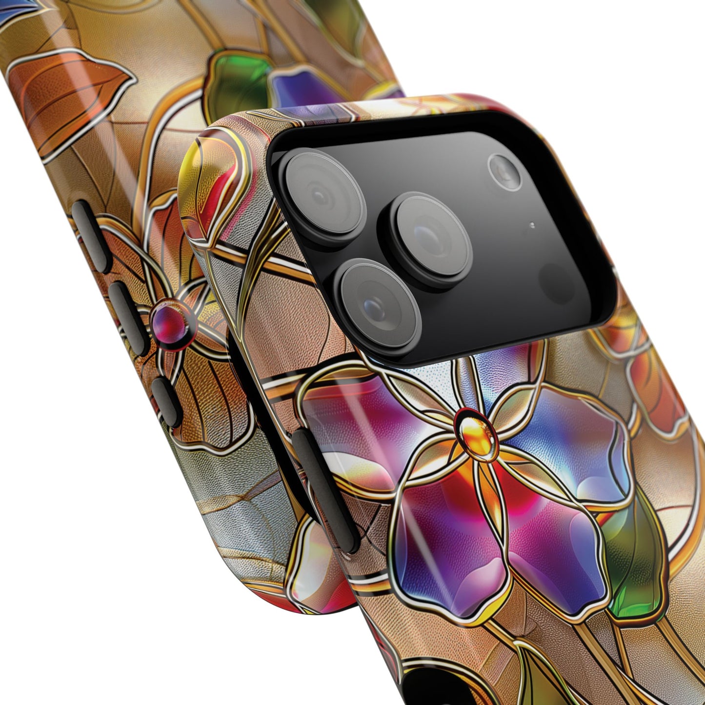 Wild Flowers Stained Glass Design iPhone Case