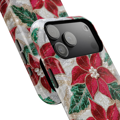 Christmas Poinsettia Flower Design iPhone Case