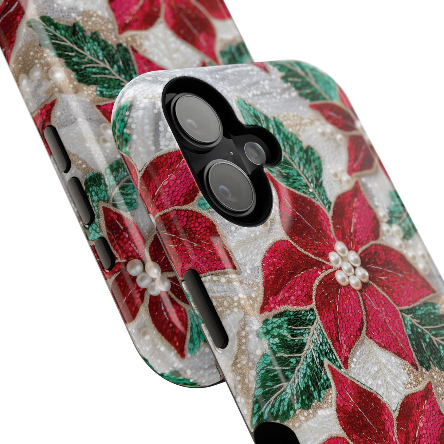 Christmas Poinsettia Flower Design iPhone Case