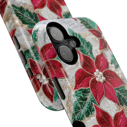 Christmas Poinsettia Flower Design iPhone Case