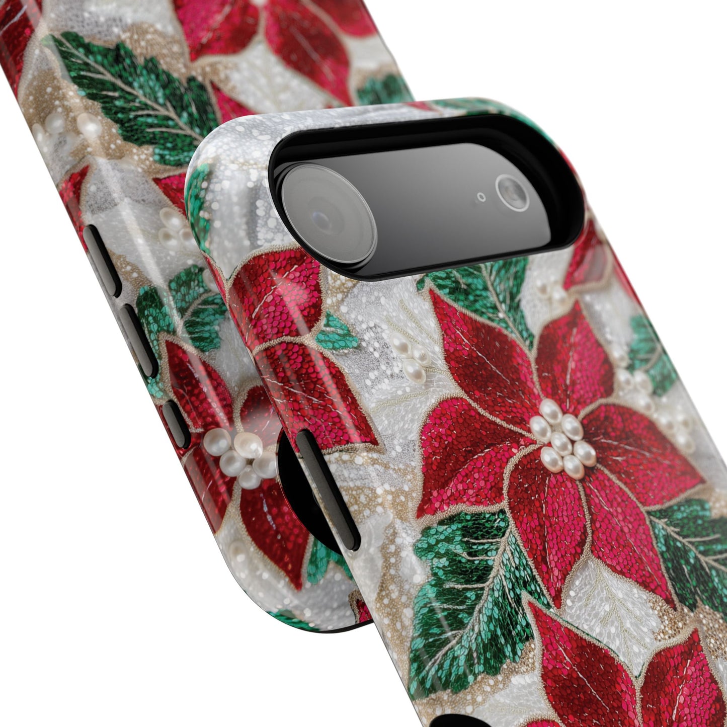 Christmas Poinsettia Flower Design iPhone Case