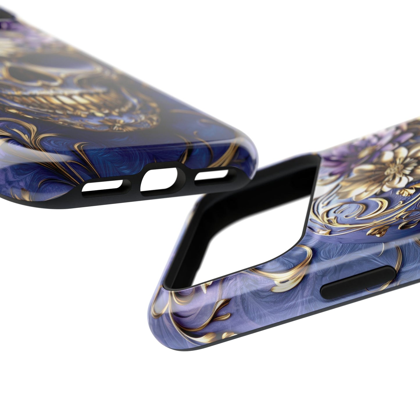 Gold Floral Skull Design iPhone Case