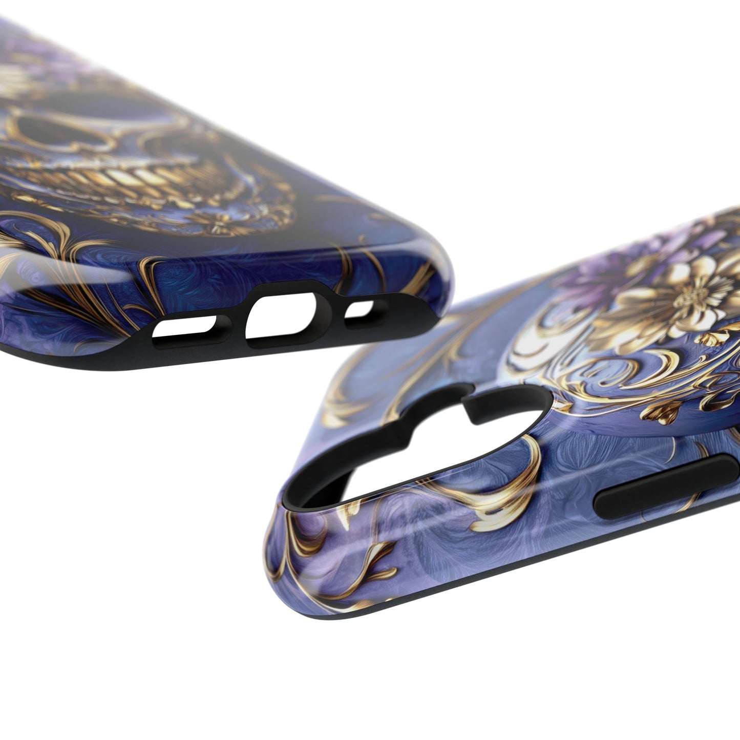 Gold Floral Skull Design iPhone Case