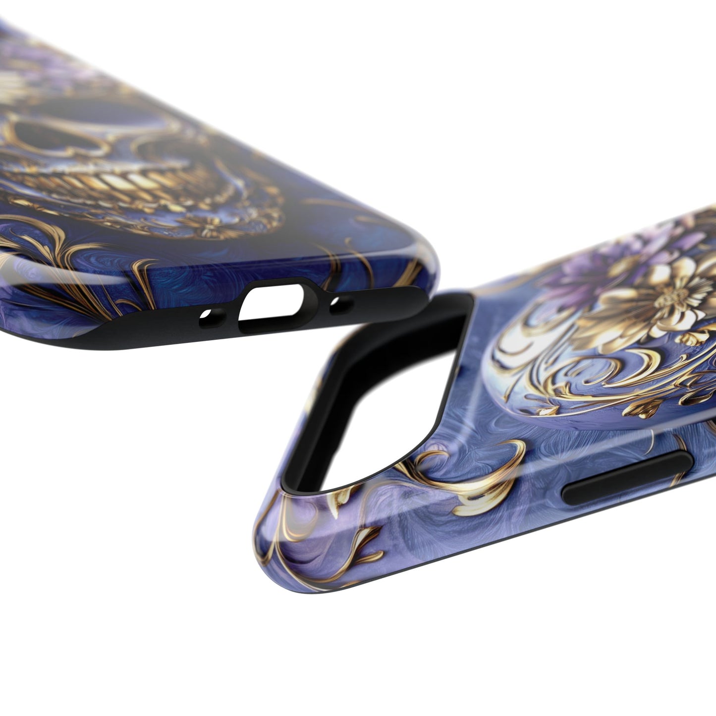 Gold Floral Skull Design iPhone Case