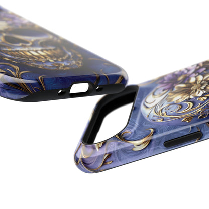 Gold Floral Skull Design iPhone Case